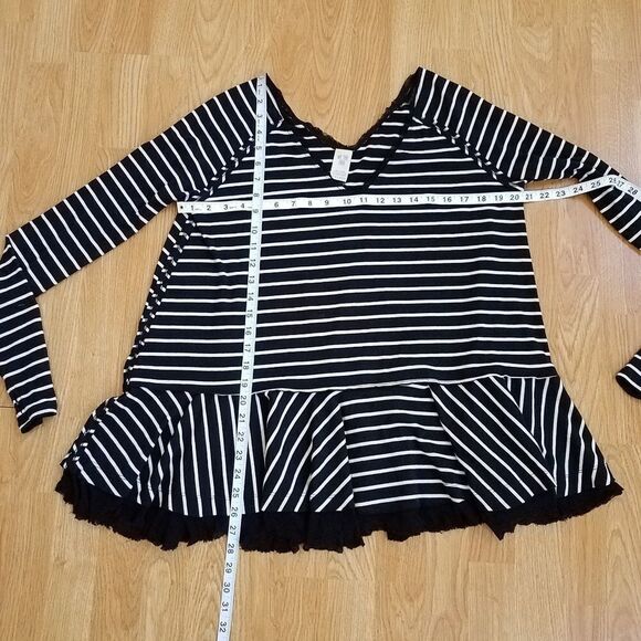 Free People StripedTangerine Tee sz large - Picture 7 of 8